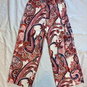 💥3/$30💥Cream Red  Paisley Wide Leg Pants Festival Ethnic Boho